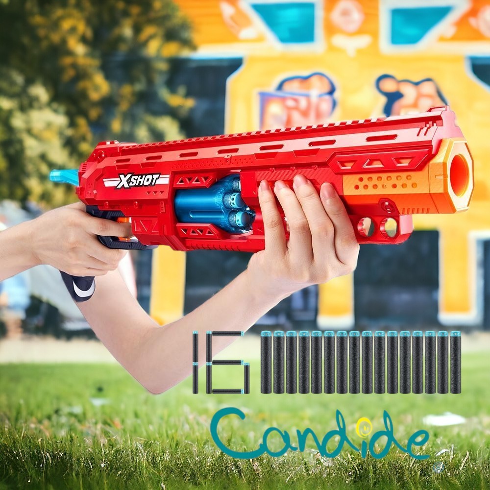 CHASSEUR 16cm フレイムレッド Lançador De Dardos X-shot Red tipo Nerf 16 Dados Candide Caliber