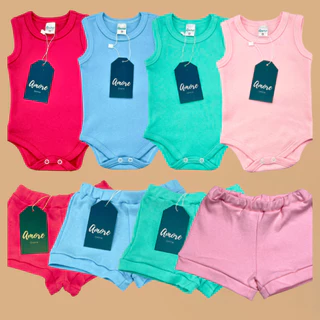 Kit 6 Peças Body Regata e Short de Bebê - Menina e Menino