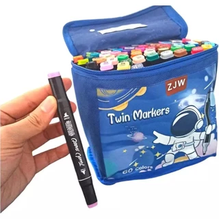 Caneta Marcadora Bolsa Astronauta Coloridas de Cabeça Dupla