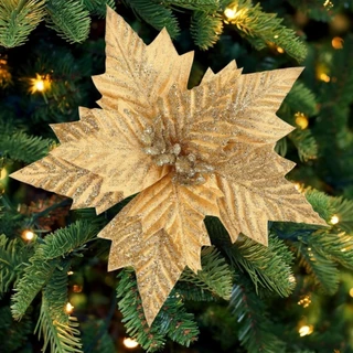 Kit 12 Flores Artificial Enfeite Decoração Árvore De Natal