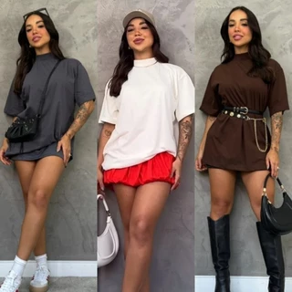 Max t-shirt oversized 100% algodão camisetao gola alta