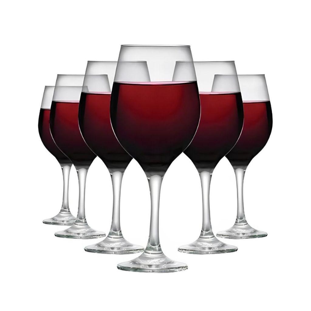 Jogo de 6 Taças Vinho Barone 490ml Vidro Cristalino Luxo Tinto Branco