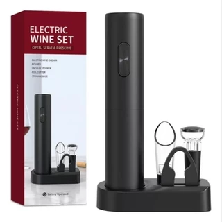 Kit Abridor de Garrafa Automático Saca Rolhas Elétrico com Suporte