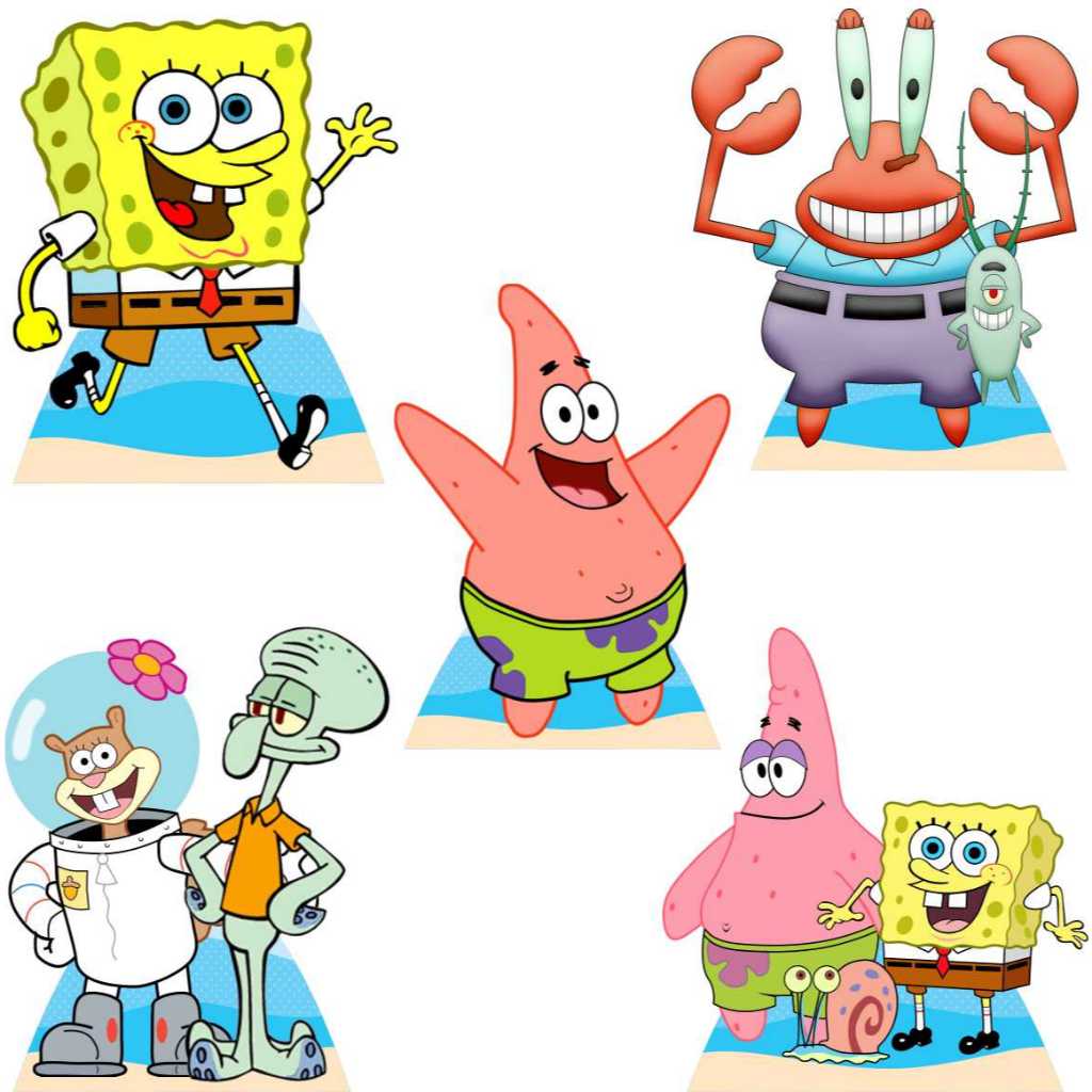 Display Bob Esponja para Decoração de Festa MDF kit 5 Totens ...