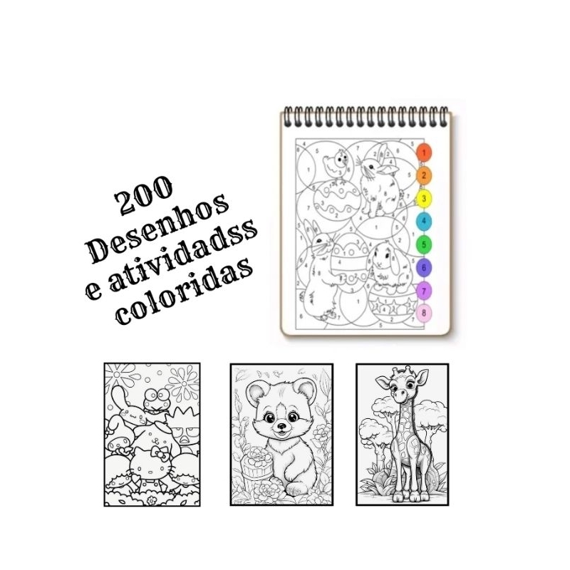 Caderno de desenho Colorir e Pintar / 200 Desenhos | Shopee Brasil