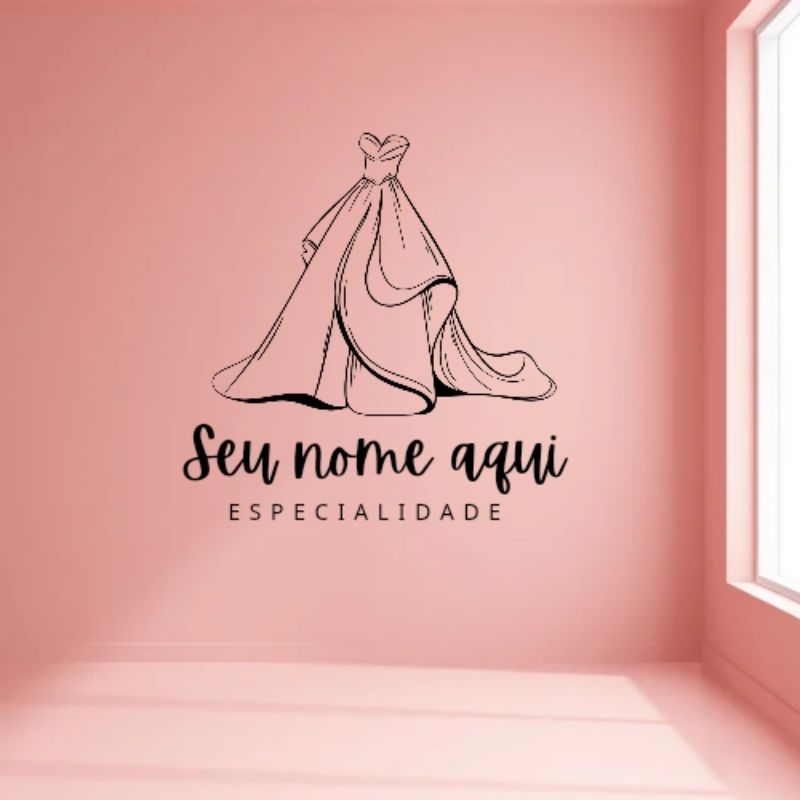 adesivo em vinil para parede vestido para loja de roupas com nome ...