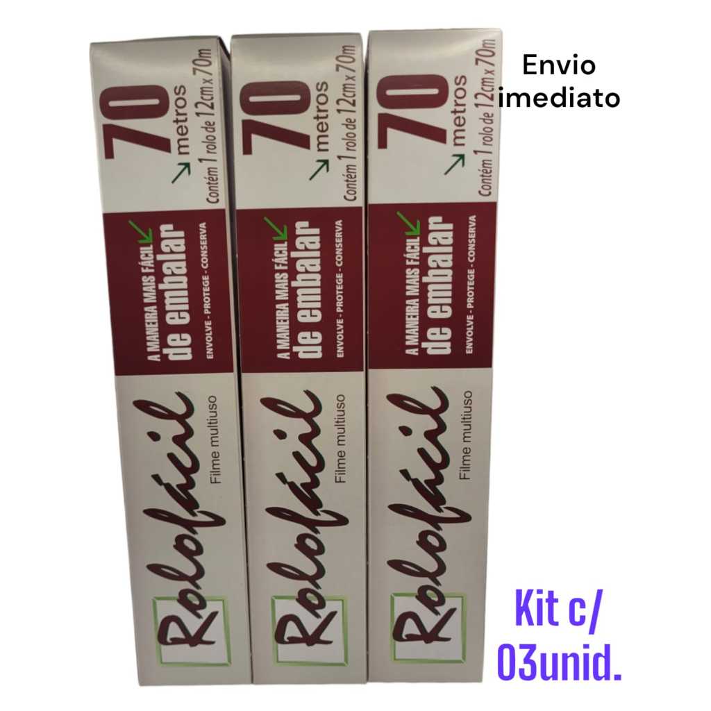 Plástico Filme Pvc Rolo Fácil 12cm x 70metros - DISPAFILM. KIT COM 03 UNIDADES