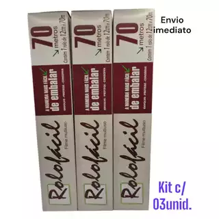 Plástico Filme Pvc Rolo Fácil 12cm x 70metros - DISPAFILM. KIT COM 03 UNIDADES