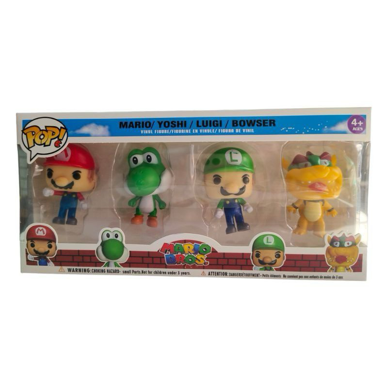 Pop Super Mario 4 Bonecos Mario Luigi Yoshi Bowser Estilo Funko