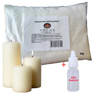 Kit Parafina Granulada Lentilhada 1Kg e Essência Difusor Aromatizador Ambiente 10ml Velas Perfumadas