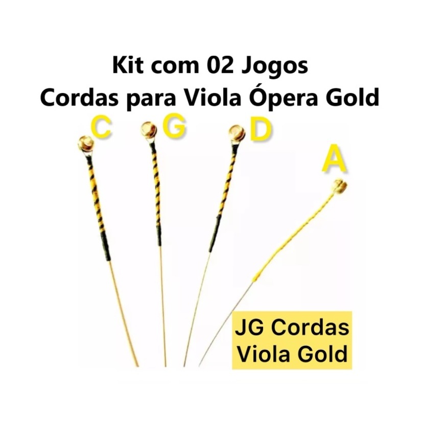 Cordas VIOLA ÓPERA GOLD Premium Alemã -C-G-D-A- Kit 02 Jogos com 08 ...