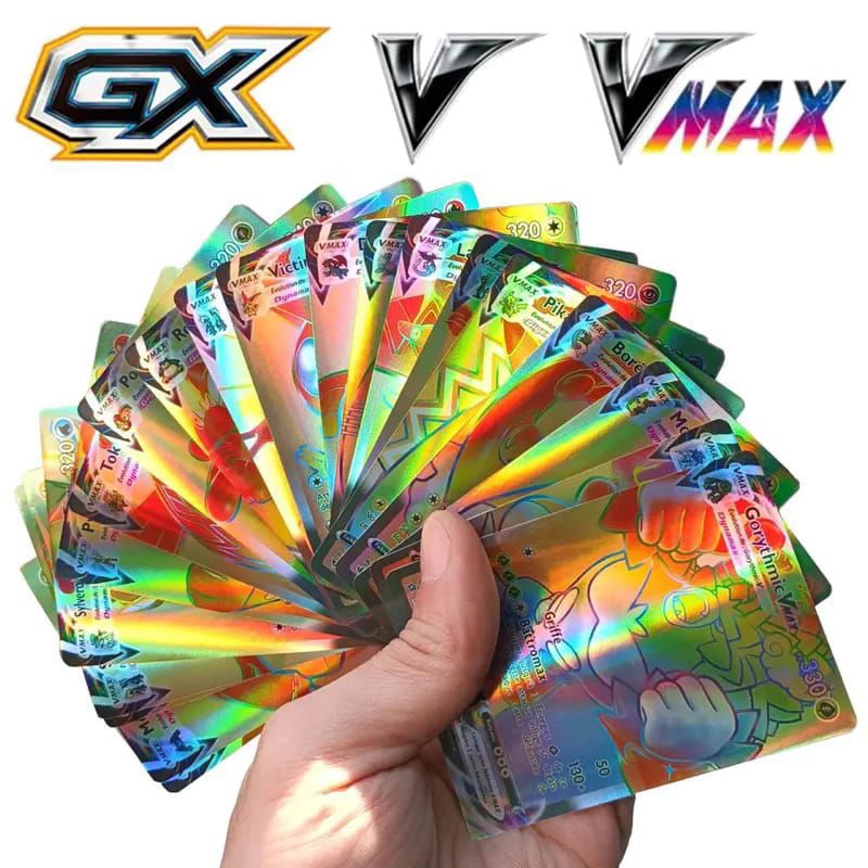 Kit 100pcs Cartas Pokémon BRILHANTE Carta Pokémon Ultra Raro VMAX/GX/V
