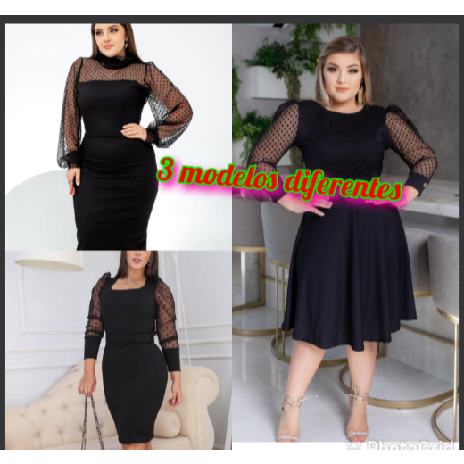 Vestido Evangelicos Plus Size Social Rodado Godê Preto E Branco