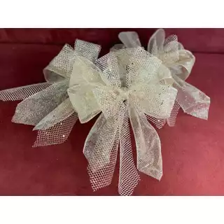 Kit 03 Laços Aramados Champagne para Árvore de Natal