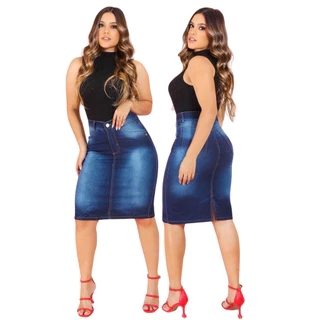 Saia Jeans Evangélica Longa Midi Comprida Gode Feminina Promoção