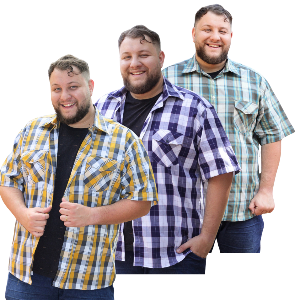 Camisa xadrez manga curta 3 peças kit todos tamanhos P ao G4