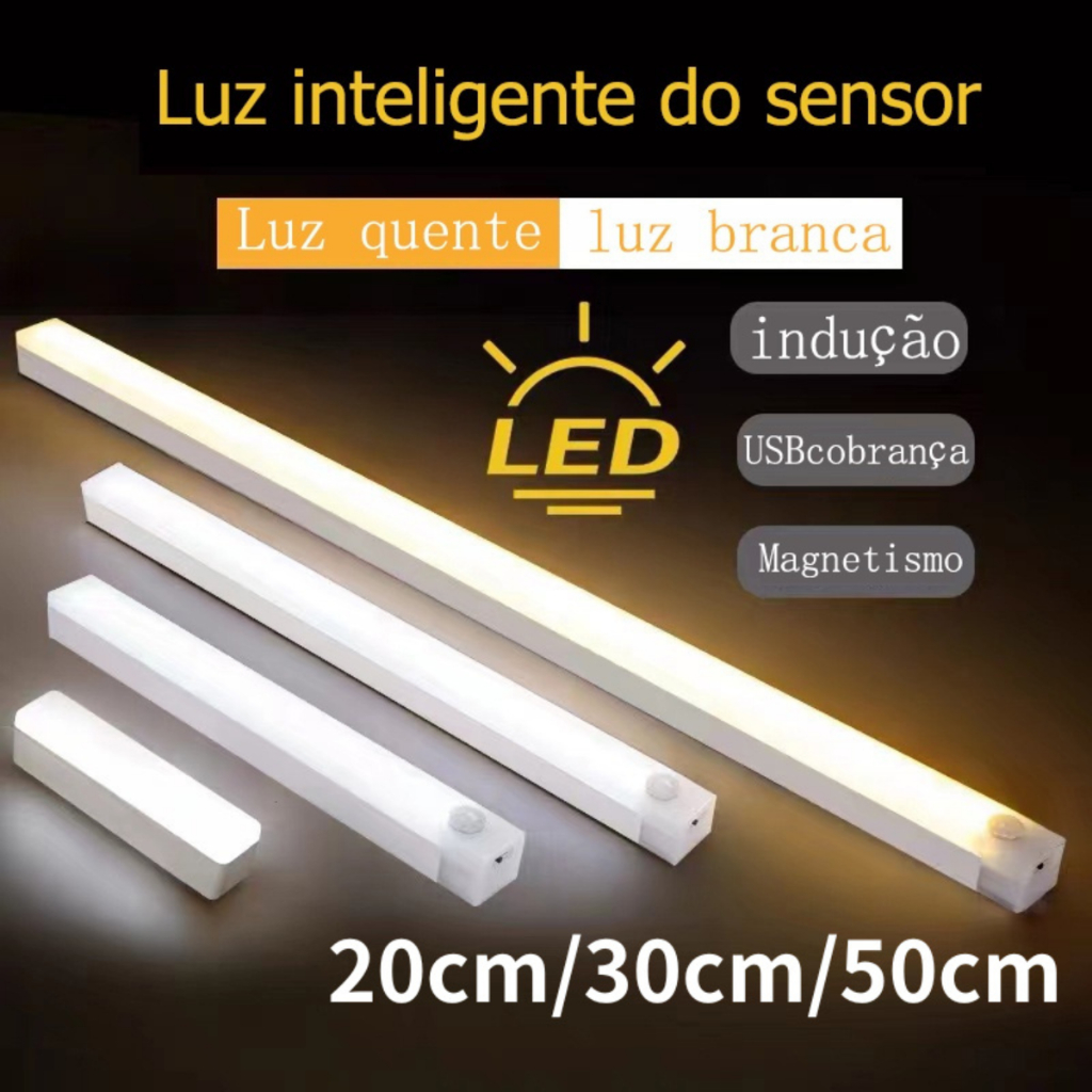 Faixa de luz inteligente LED ultrafina, luz de sensor de corpo humano sem fio, instalação magnética