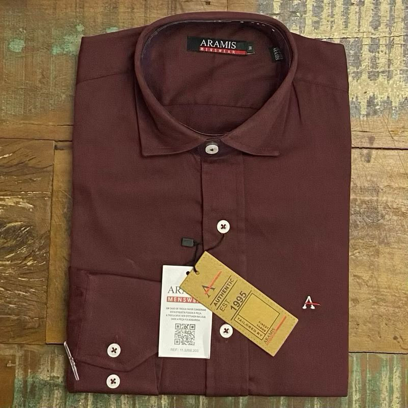 Camisa social masculina manga longa fio 60 com elastano a