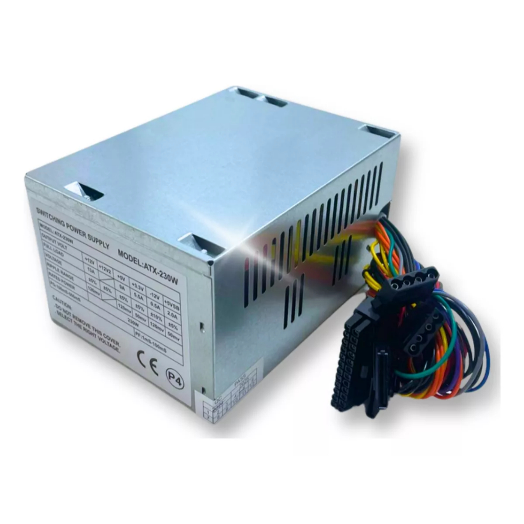 Fonte ATX 230W Bivolt 110220V Prata para PC CPU Desktop, Computador de Mesa, Gabinetes