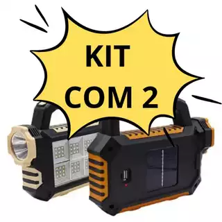 KIT COM 2 Lanternas solar Recarregável led À Prova D'água Longa Alcance Luz De Emergência De Alta Potência Forte mt168