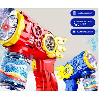 Máquina Lança Bolha De Sabão, Automática, Colorido, Brinquedo Infantil, Azul Vermelho, 50ML em Oferta na Shopee