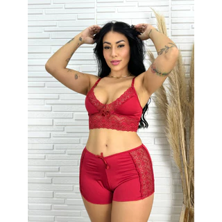 Baby Doll Pijama Renda Sexy Top Doll Luxo Noite