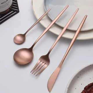 24 Pcs RosaCor Dourada Garfo e Colher e Faca Conjunto De Talheres De Aço luxo Inoxidável