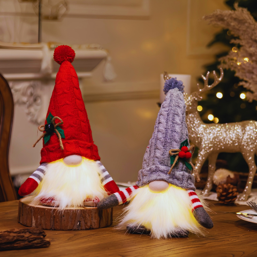 GNOMO Natalino Led 27 cm a Pilha Decoração Natal Magia Festa Arvore