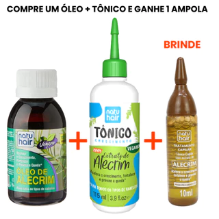 KIT ALECRIM NATUHAIR - Óleo 60ml + Tônico 115ml + Brinde Ampola de Alecrim 10 ml Crescimento e Tratamento Capilar