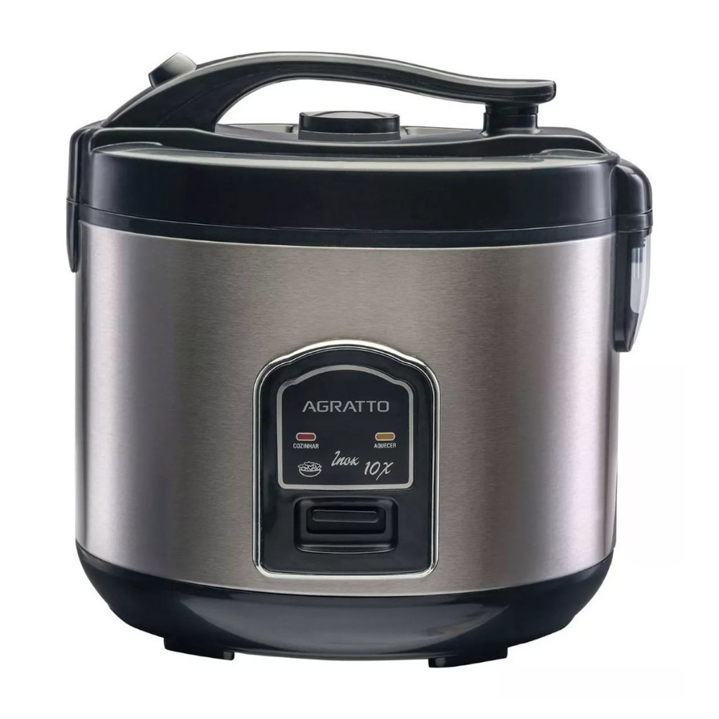 Panela Elétrica De Arroz E Legumes 10 Xícaras Visor De Vidro Inox Agratto