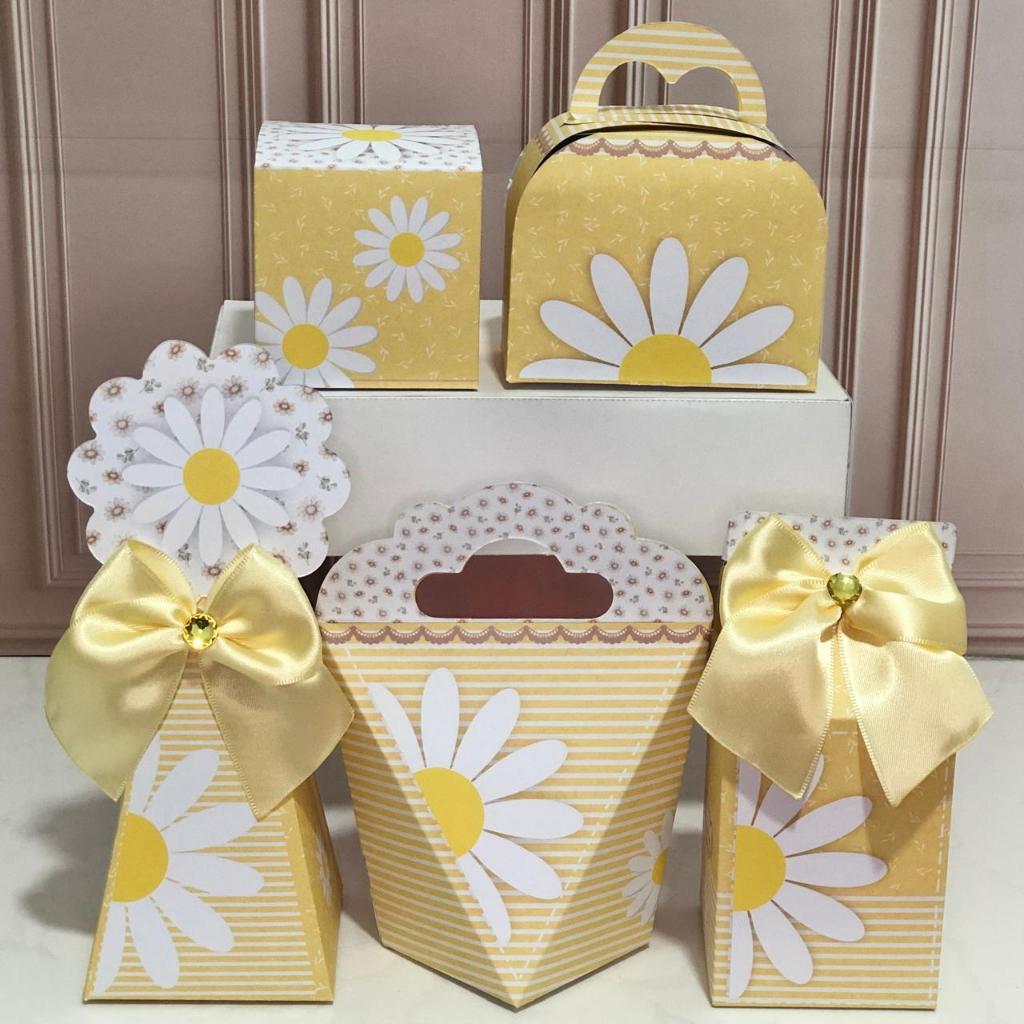 Kit Caixinhas Personalizadas MARGARIDAS AMARELO - Caixas para Decoração ...