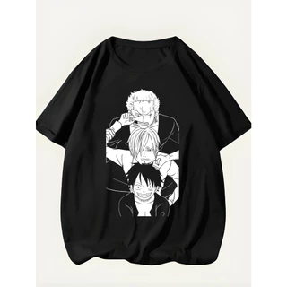 Camiseta De Algodão Estampada One Piece Camisa Unissex T-Shirt BabyLook Macio Confortável Respirável