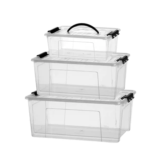 Conjunto 3 Container Tampa Com Trava e Alça - 7,3 L / 12,4 L / 20 L Maleta Ferramentas