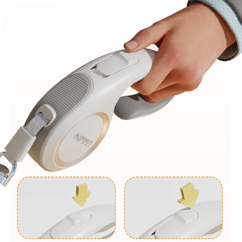 Guia Retrátil 5 Metros Com Botão De Controle Para Regulagem Pet Cachorro Passeio Linha Premium -KODI0125/26/27/28