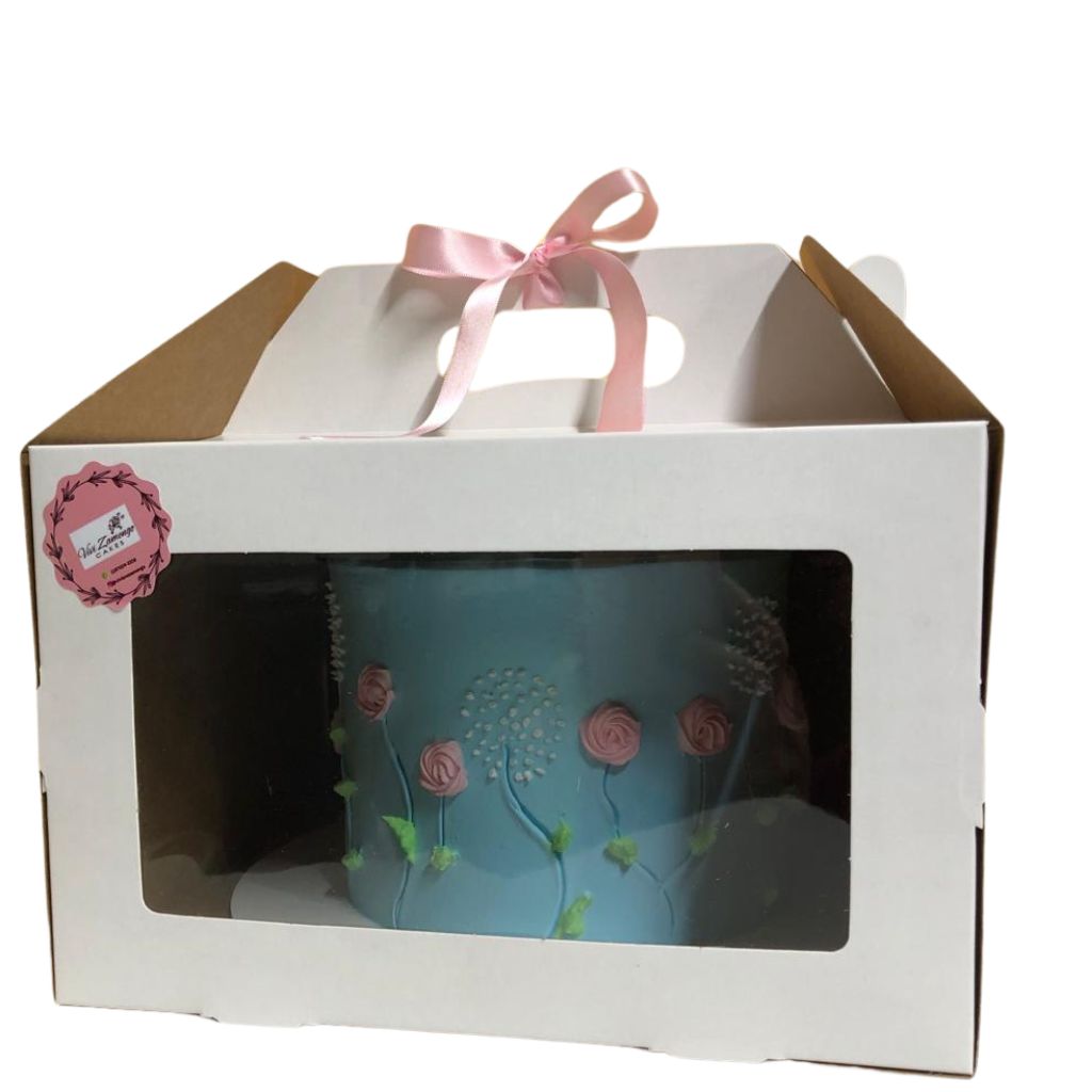 Caixas para bolo padrão com alça e visor em acetato 25x25x16