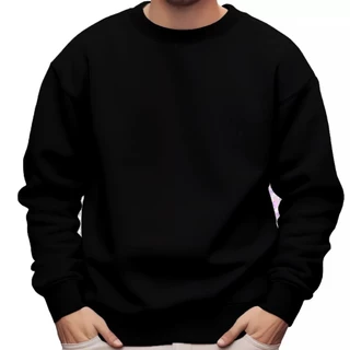 Moletom Gola Redonda Preto Blusa de Frio Casaco Unissex Masculino Feminino Careca Moletons