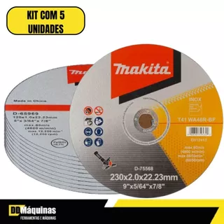 Kit Com 5 Unidades De Disco Fino De Corte Para Inox 230x2mm - Makita em Oferta na Shopee