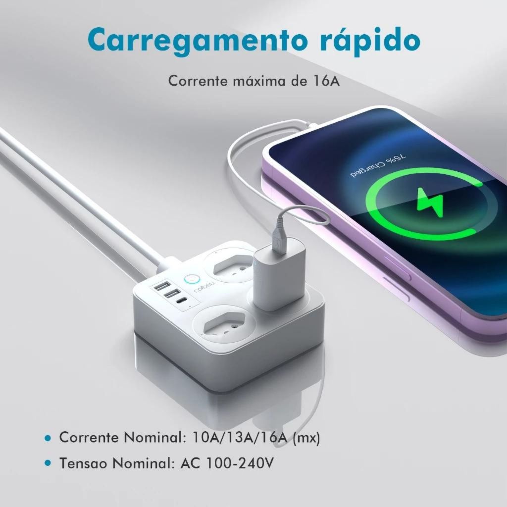 COIBEU Extensão elétrica Tomada inteligente Internet Wi-Fi Compatível Com Tuya Alexa Google Assistente 2 metros linha