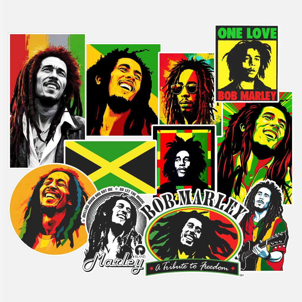 Cartela de Adesivos Bob Marley (Reggae) Jamaica - Alta Resolução ...