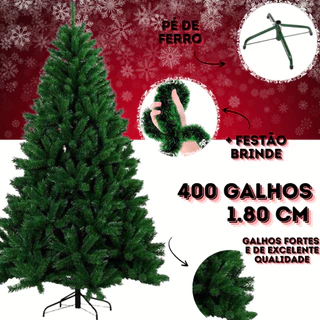 Árvore de natal premium luxo pinheiro 180cm C/ 400 Galhos PREMIUM LUXE