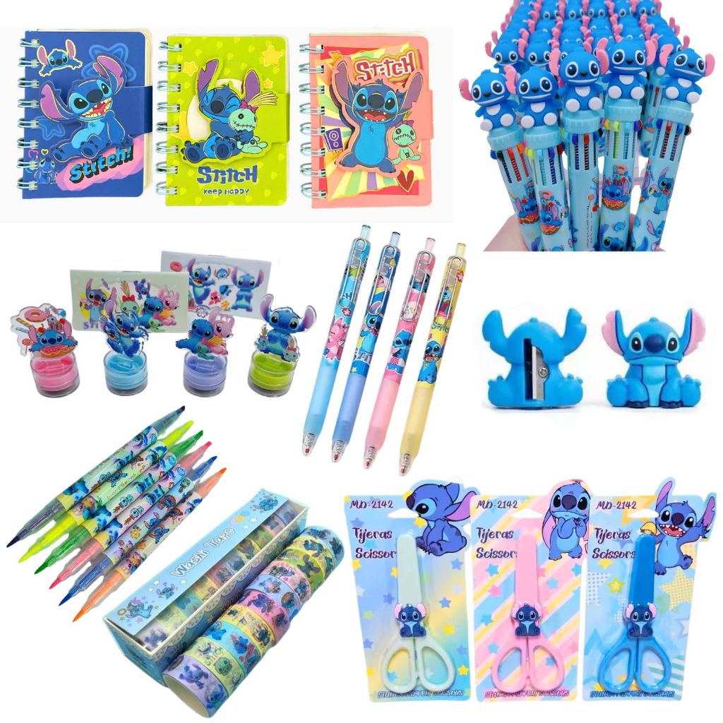 Kit Papelaria Fofa Stitch Kawaii Presente Criativo Material Escolar