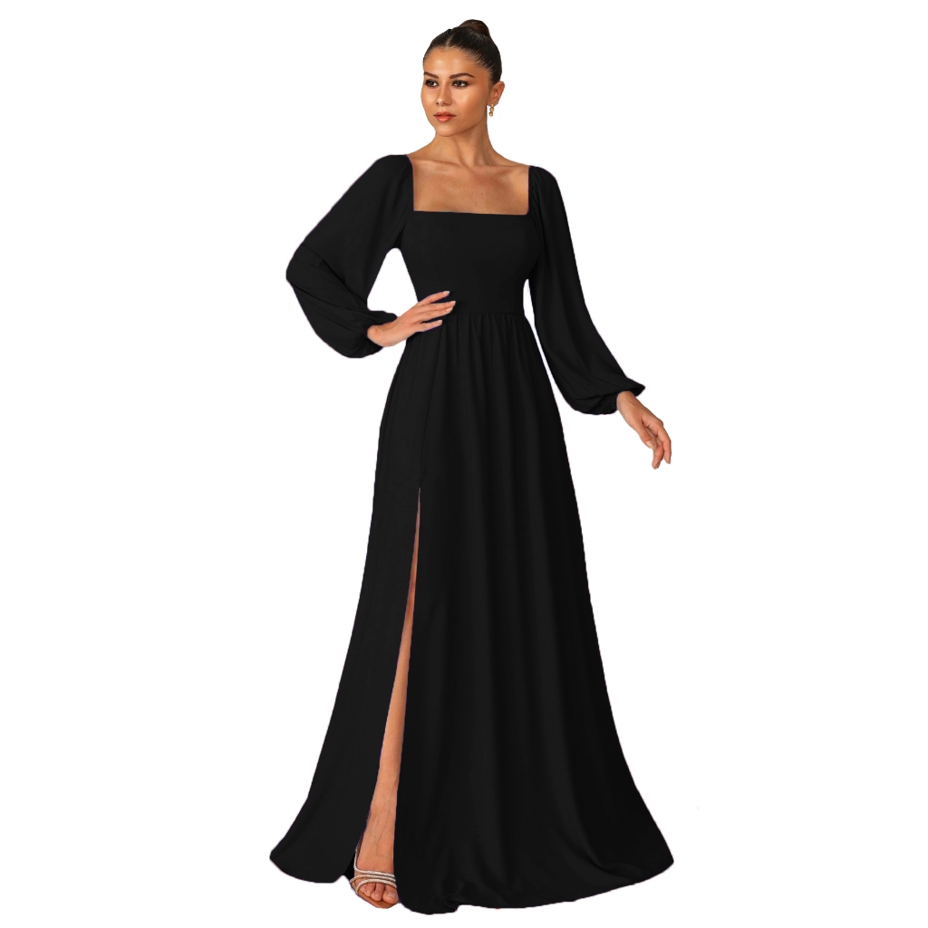 Manga Camponesa Vestido Manga De Boneca Vestido Longo De Festa