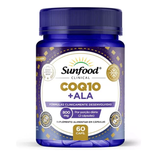 COQ10 Coenzima Q10 + Ala Ácido Alfa Lipóico 800 mg Sunfood 60 cápsulas