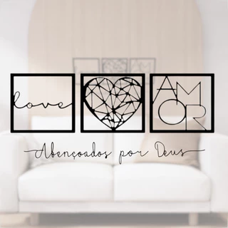 Kit Quadros com Frases Decorativas Parades Mdf Fixo Cor Preto