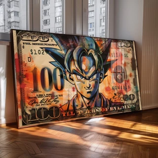 Quadro Anime Nota Valor Colorido Moderno Abstrato Goku Jogo Gamer Quarto