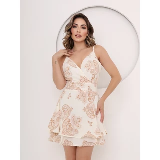 Vestido Curto Estampado Forrado Lançamento Moda Feminina Cod 117