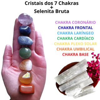 Kit 7 Pedras dos Chakras + Selenita Branca - Cristais 100% Natural - Alinhe e Equilibre seus Chakras em Oferta na Shopee