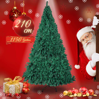 Árvore de Natal 210 cm 1150 Galhos Super Cheia Grande Luxo Decoração de Natal 2024 NATALINO