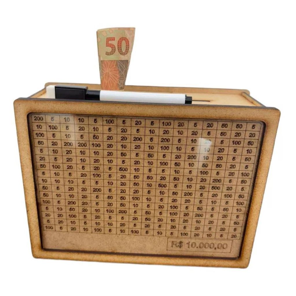 Woodbox Caixa Cofre Poupança Criativo Decorativo Contador