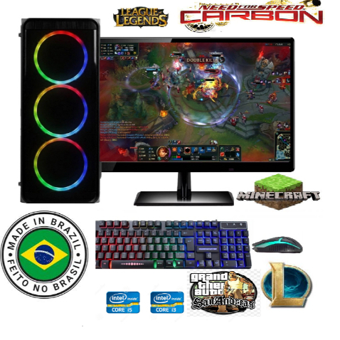 Foto de computador i3 gamer completo 8gb ssd128g+hd500g + monitor 19'' autocad cs et2 lol gta5 mine Roblox